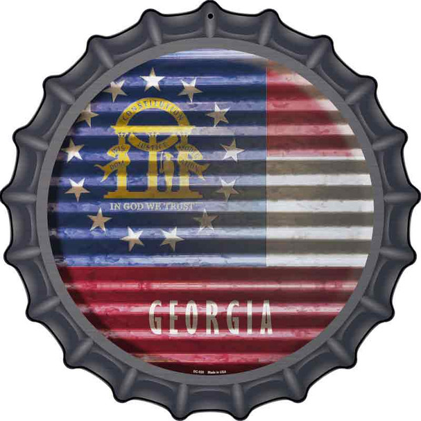 Georgia Flag Corrugated Effect Wholesale Novelty Metal Bottle Cap Sign