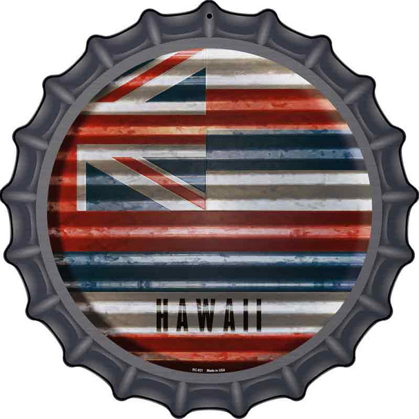 Hawaii Flag Corrugated Effect Wholesale Novelty Metal Bottle Cap Sign