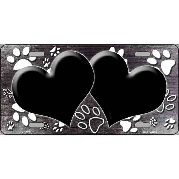 Paw Heart Black White Wholesale Metal Novelty License Plate