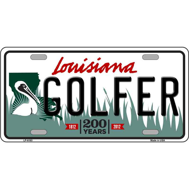 Golfer Louisiana Novelty Wholesale Metal License Plate