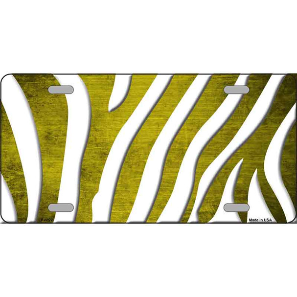 Yellow White Zebra Oil Rubbed Wholesale Metal Novelty License Plate