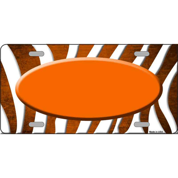 Orange White Zebra Oval Oil Rubbed Wholesale Metal Novelty License Plate