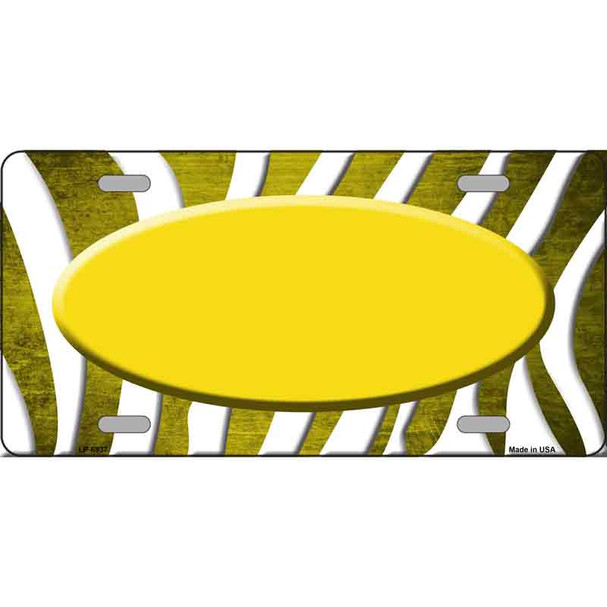 Yellow White Zebra Oval Oil Rubbed Wholesale Metal Novelty License Plate