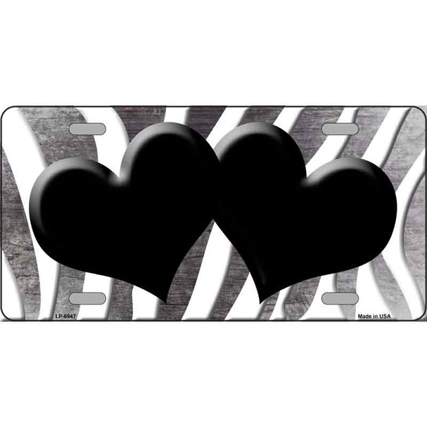 Black White Zebra Hearts Oil Rubbed Wholesale Metal Novelty License Plate