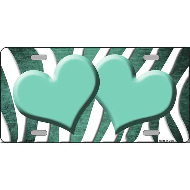 Mint White Zebra Hearts Oil Rubbed Wholesale Metal Novelty License Plate