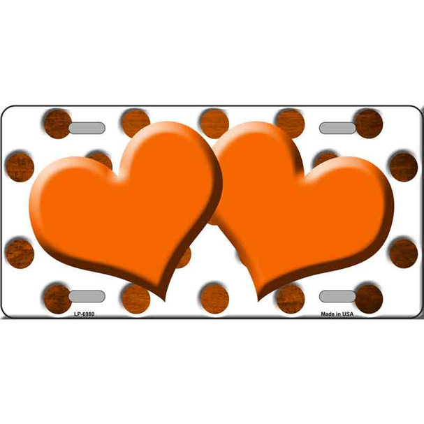 Orange White Dots Hearts Oil Rubbed Wholesale Metal Novelty License Plate