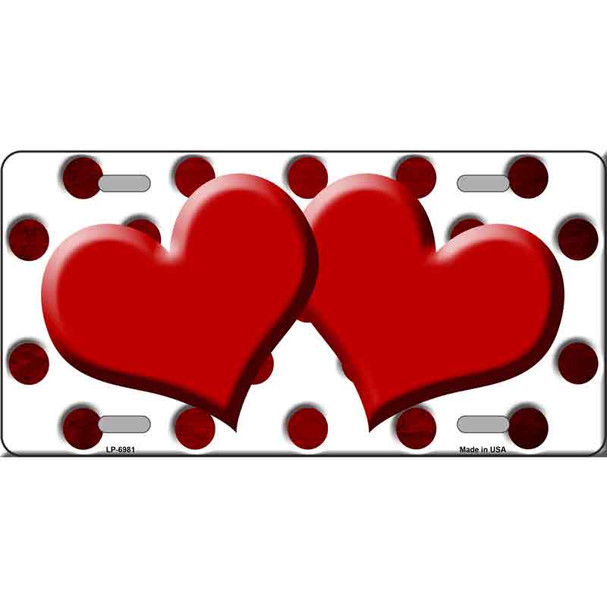 Red White Dots Hearts Oil Rubbed Wholesale Metal Novelty License Plate