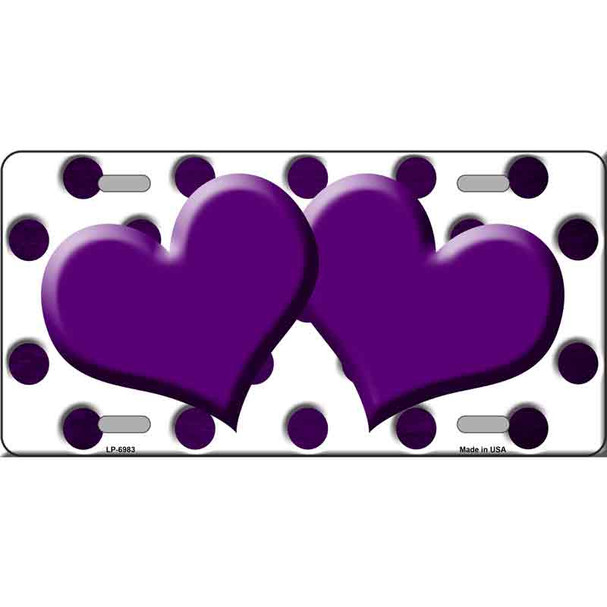 Purple White Dots Hearts Oil Rubbed Wholesale Metal Novelty License Plate