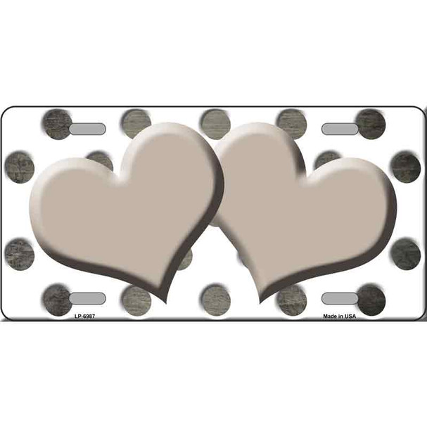 Tan White Dots Hearts Oil Rubbed Wholesale Metal Novelty License Plate