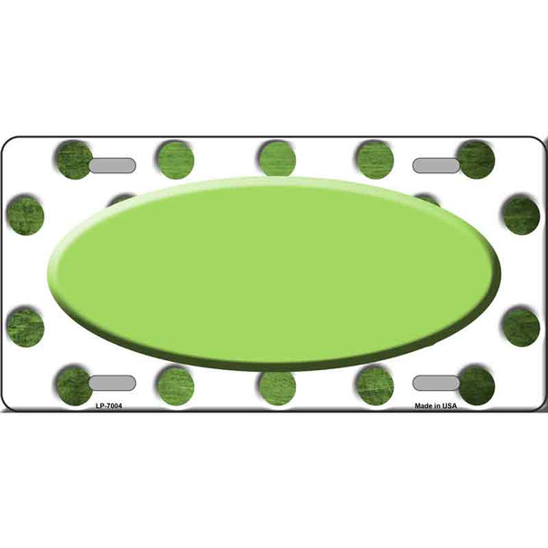 Lime Green White Dots Oval Oil Rubbed Wholesale Metal Novelty License Plate