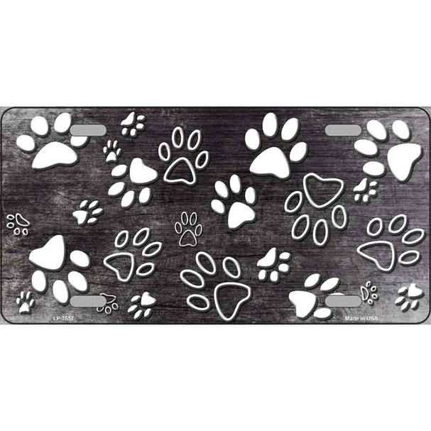 Black White Paw Oil Rubbed Wholesale Metal Novelty License Plate