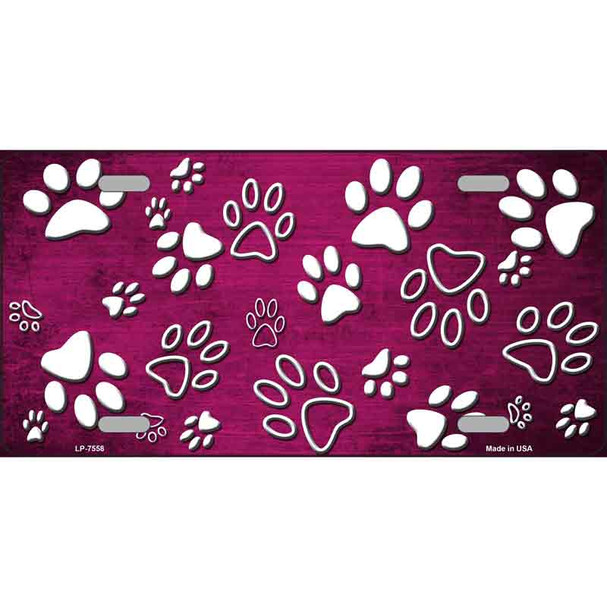 Pink White Paw Oil Rubbed Wholesale Metal Novelty License Plate
