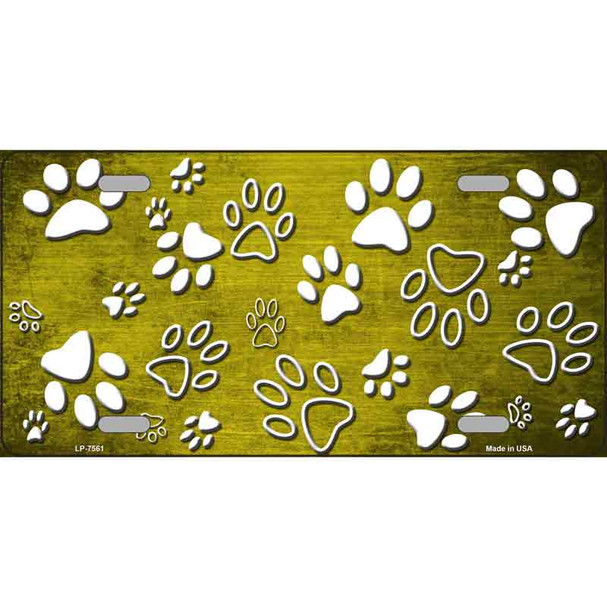 Yellow White Paw Oil Rubbed Wholesale Metal Novelty License Plate