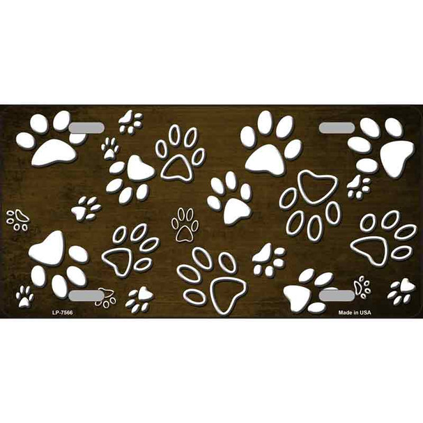 Brown White Paw Oil Rubbed Wholesale Metal Novelty License Plate