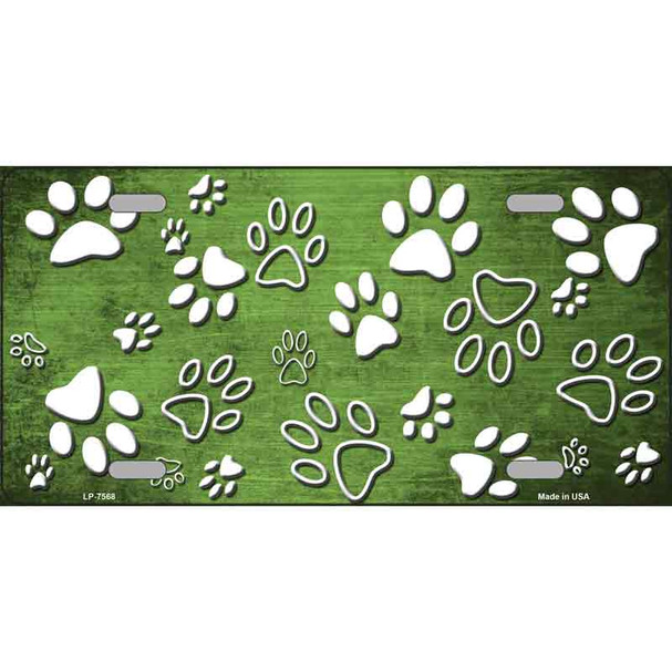 Lime Green White Paw Oil Rubbed Wholesale Metal Novelty License Plate