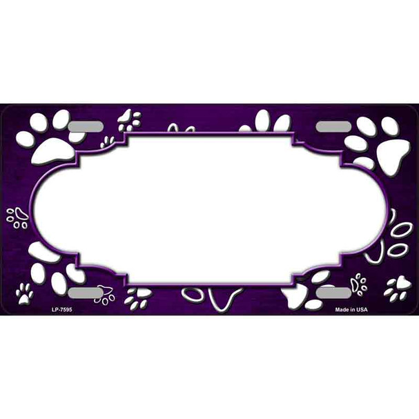 Paw Scallop Purple White Wholesale Metal Novelty License Plate
