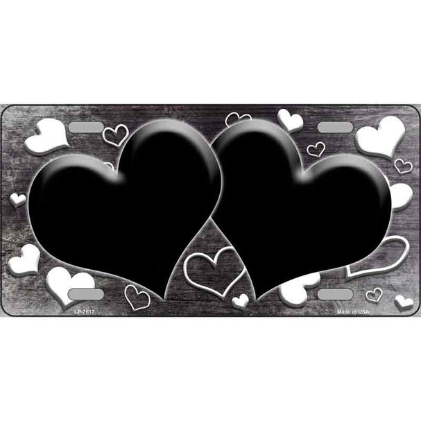 Black White Love Hearts Oil Rubbed Wholesale Metal Novelty License Plate