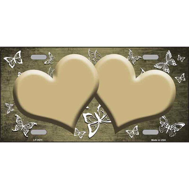 Gold White Hearts Butterfly Oil Rubbed Wholesale Metal Novelty License Plate