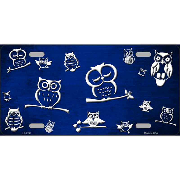 Blue White Owl Oil Rubbed Wholesale Metal Novelty License Plate