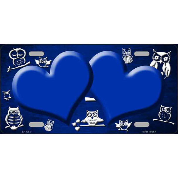 Blue White Owl Hearts Oil Rubbed Wholesale Metal Novelty License Plate