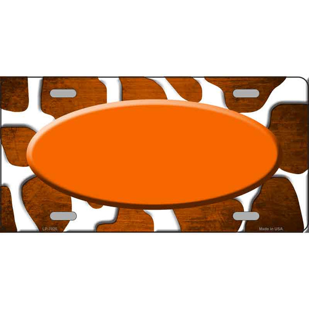 Orange White Oval Giraffe Oil Rubbed Wholesale Metal Novelty License Plate