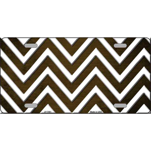 Brown White Chevron Oil Rubbed Wholesale Metal Novelty License Plate