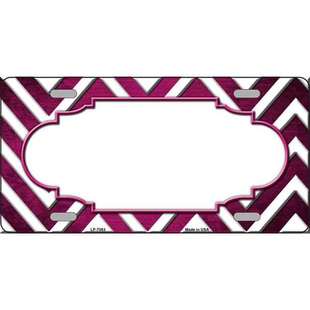 Pink White Chevron Scallop Oil Rubbed Wholesale Metal Novelty License Plate