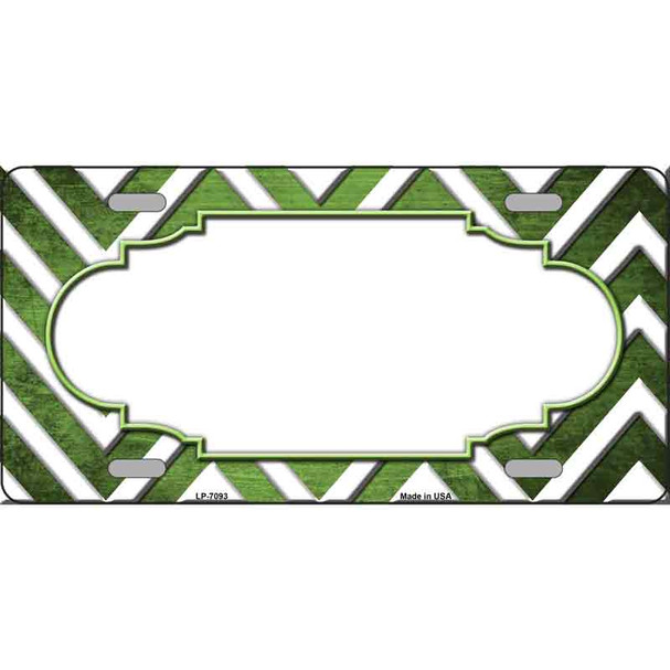 Lime Green White Chevron Scallop Oil Rubbed Wholesale Metal Novelty License Plate