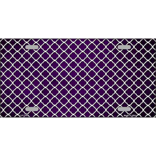 Purple White Quatrefoil Oil Rubbed Wholesale Metal Novelty License Plate