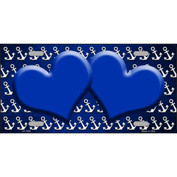 Blue White Anchor Hearts Oil Rubbed Wholesale Metal Novelty License Plate