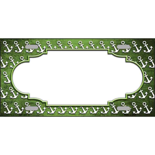 Lime Green White Anchor Scallop Oil Rubbed Wholesale Metal Novelty License Plate