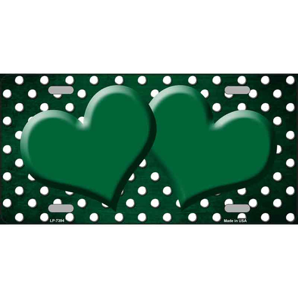 Green White Small Dots Hearts Oil Rubbed Wholesale Metal Novelty License Plate