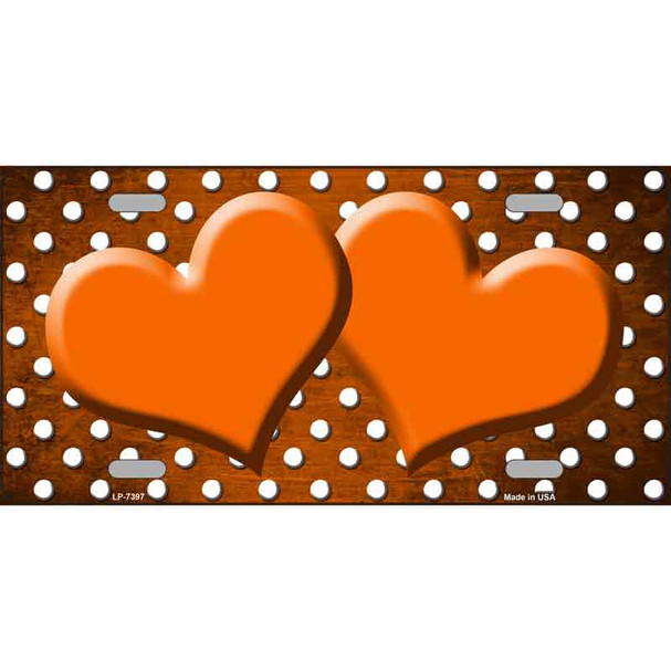 Orange White Small Dots Hearts Oil Rubbed Wholesale Metal Novelty License Plate