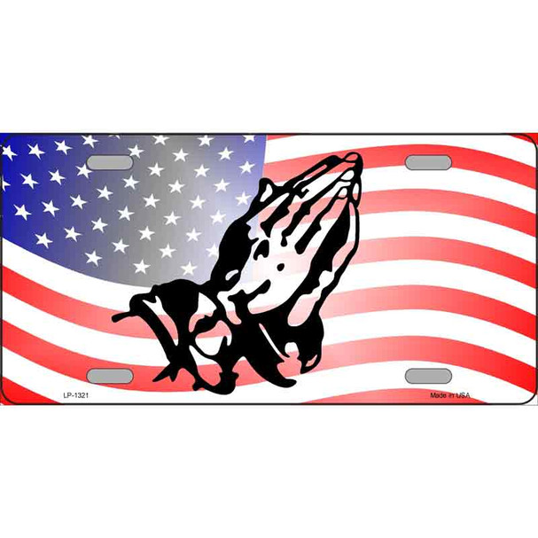 American Flag Praying Hands Novelty Wholesale Metal License Plate