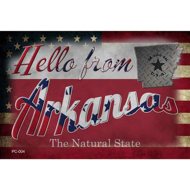 Hello From Arkansas Wholesale Novelty Metal Postcard PC-004