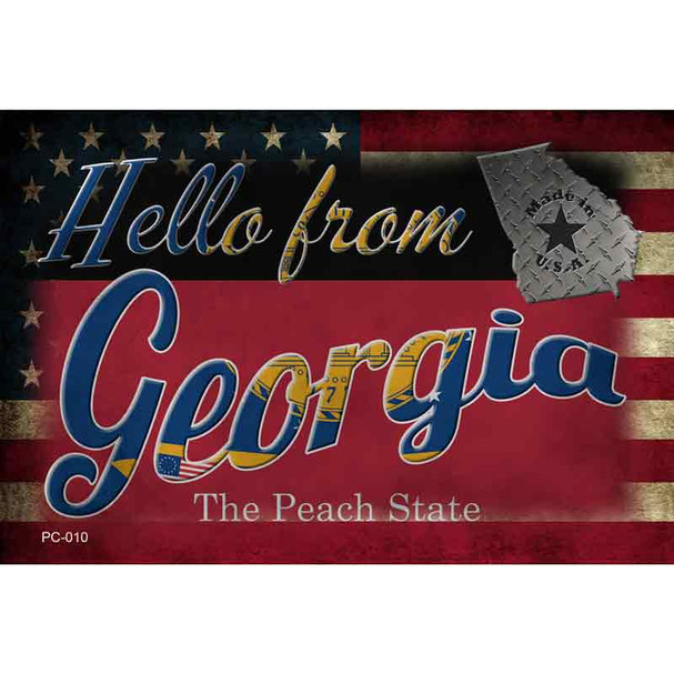 Hello From Georgia Wholesale Novelty Metal Postcard PC-010