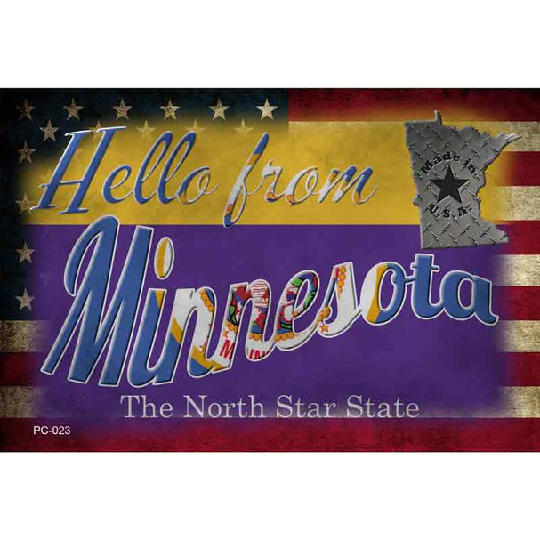 Hello From Minnesota Wholesale Novelty Metal Postcard PC-023