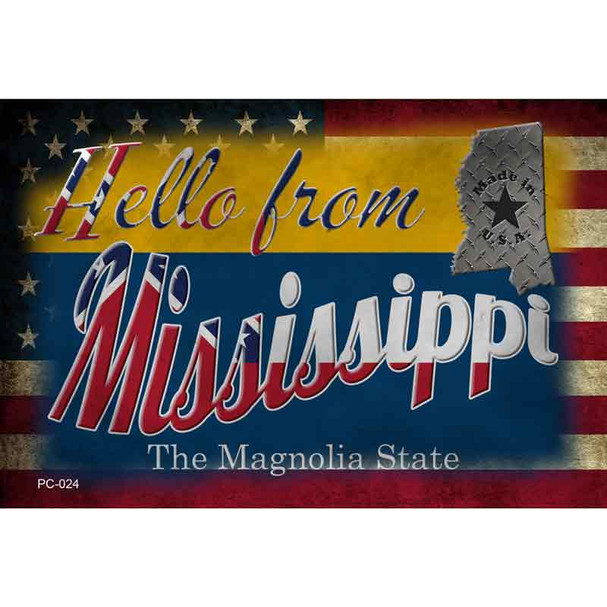 Hello From Mississippi Wholesale Novelty Metal Postcard PC-024