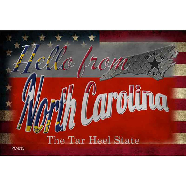 Hello From North Carolina Wholesale Novelty Metal Postcard PC-033