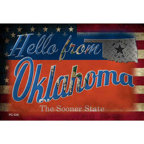 Hello From Oklahoma Wholesale Novelty Metal Postcard PC-036
