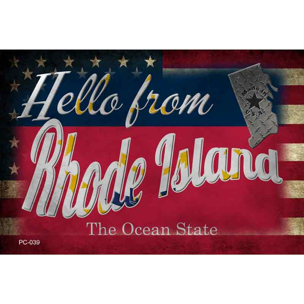 Hello From Rhode Island Wholesale Novelty Metal Postcard PC-039
