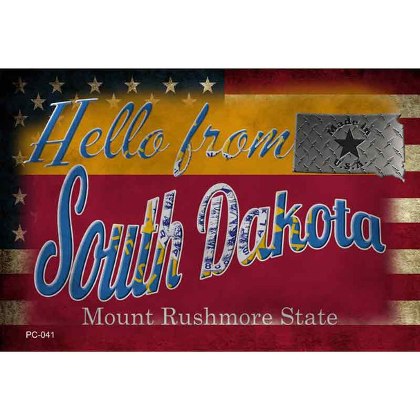 Hello From South Dakota Wholesale Novelty Metal Postcard PC-041
