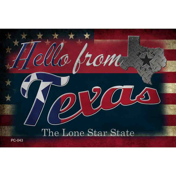 Hello From Texas Wholesale Novelty Metal Postcard PC-043