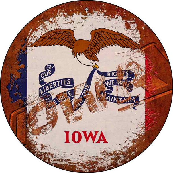 Iowa Rusty Stamped Wholesale Novelty Metal Circular Sign C-1180