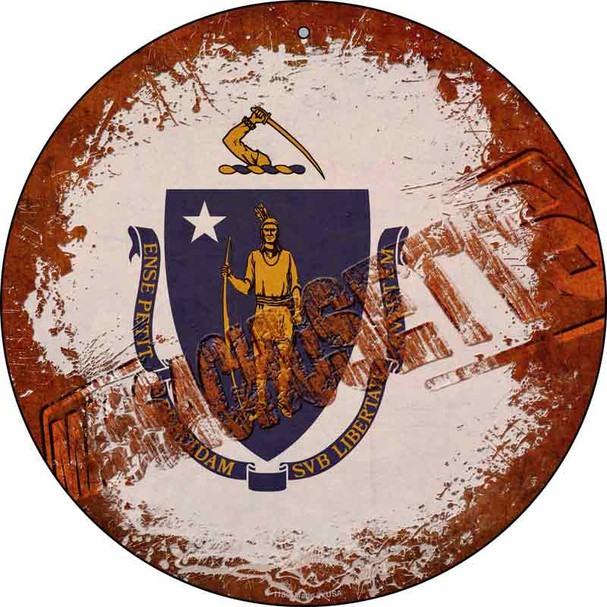 Massachusetts Rusty Stamped Wholesale Novelty Metal Circular Sign C-1186