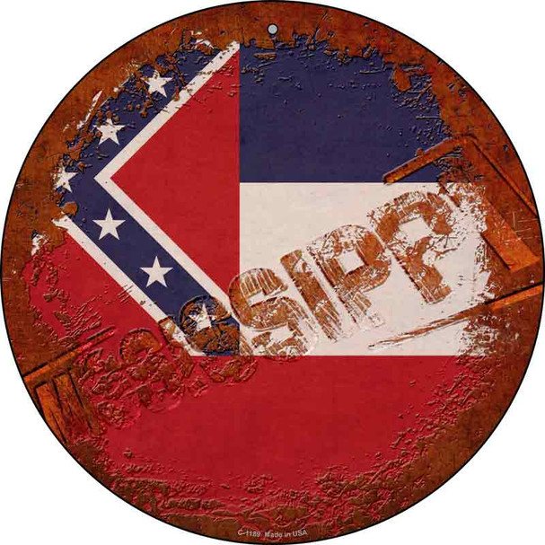 Mississippi Rusty Stamped Wholesale Novelty Metal Circular Sign C-1189