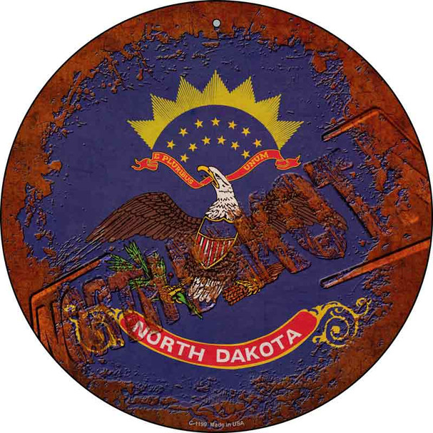 North Dakota Rusty Stamped Wholesale Novelty Metal Circular Sign C-1199