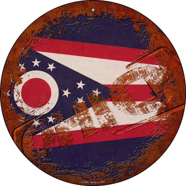Ohio Rusty Stamped Wholesale Novelty Metal Circular Sign C-1200