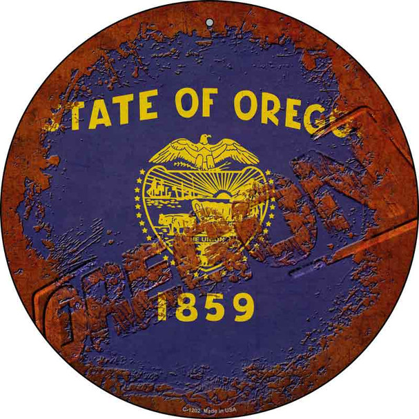Oregon Rusty Stamped Wholesale Novelty Metal Circular Sign C-1202