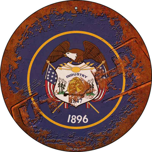Utah Rusty Stamped Wholesale Novelty Metal Circular Sign C-1209